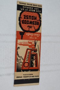 The Redwood House Los Angeles California 20 Strike Matchbook Cover