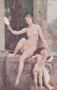 Paul Baudry La Verite Nude Risque Painting Old Postcard