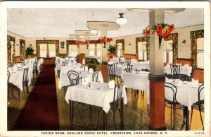 Lake George, NY New York  DINING ROOM~OAKLAND GROVE HOTEL  Crosbyside  Postcard