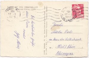 Paris, Le Petit Palais, 1953 used Postcard