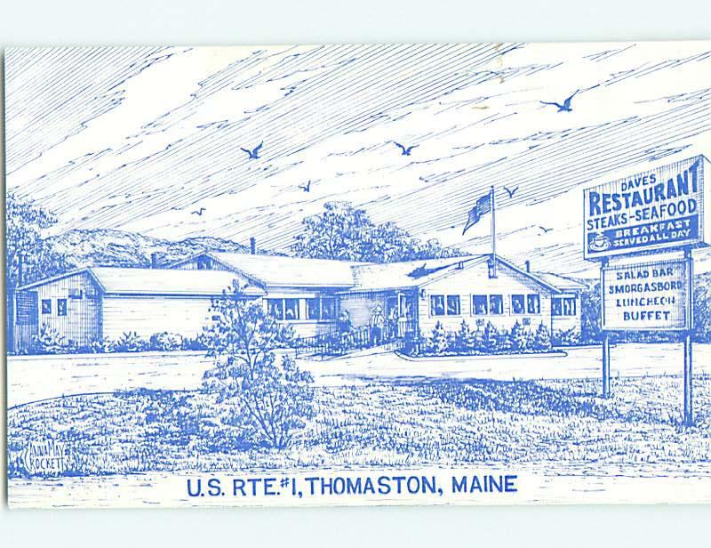 Unused 1980's DAVE'S RESTAURANT Thomaston - Rockland Maine ME v7327