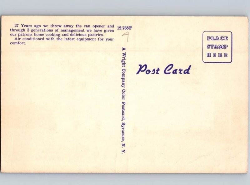 c1940 Canteen Restaurant Chittenango New York NY Linen Postcard