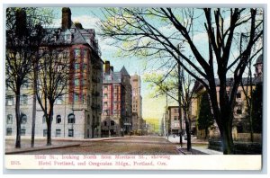 Portland Oregon OR Postcard Sixth Street Looking North Showing Hotel Portland