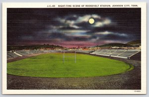 Night-Time Scene Of Roosevelt Stadium Johnsosn City Tennessee Grounds Postcard