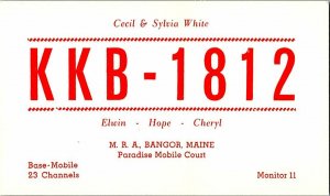 QSL Radio Card From Bangor Maine KKB-1812