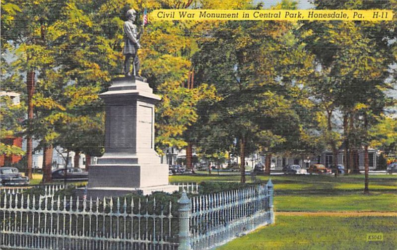 Civil War Monument in Central Park Honesdale, Pennsylvania PA  