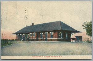 MT.MORRIS NY RAILROAD STATION RAILWAY TRAIN DEPOT ANTIQUE POSTCARD