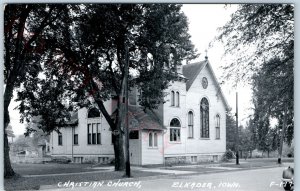 c1950s Elkader, IA RPPC Christian Church Real Photo Woodwork Postcard Rod A103