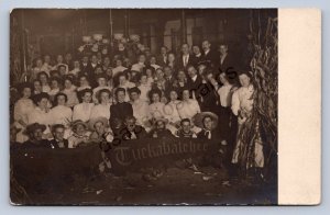 J89/ Tuckabatchee Alabama? RPPC Postcard c1910 Interior Group Pennant 191