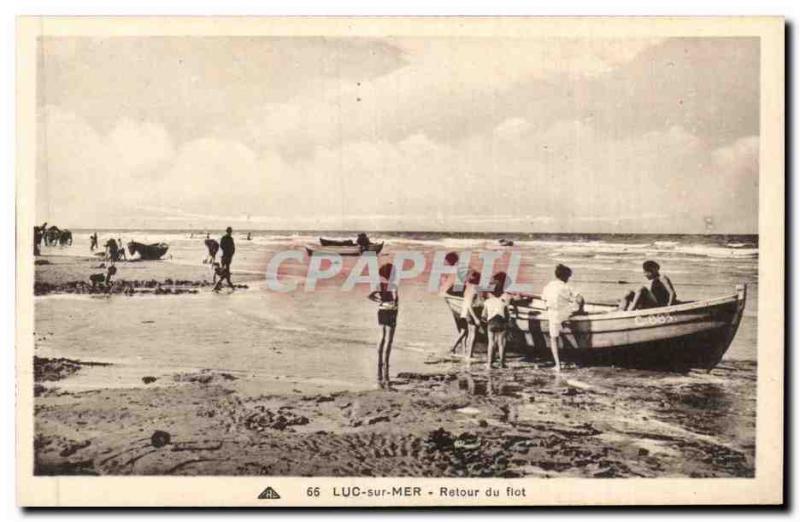 Old Postcard Luc sur Mer Return of Children afloat