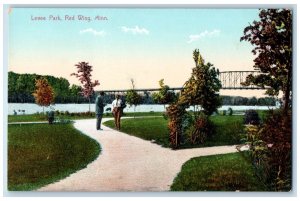 Red Wing Minnesota MN Postcard Levee Park Exterior View Bridge Lake River c1910