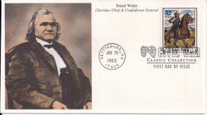 Confederate General Stand Watie, FDC 1995, Civil War Cherokee Indian Chief