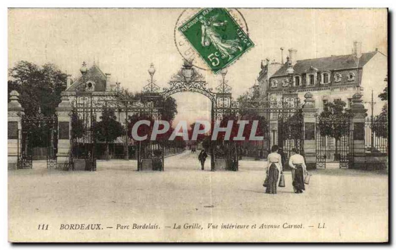 Old Postcard Bordeaux Parc Bordelais The Grid Inside view and Avenue Carnot