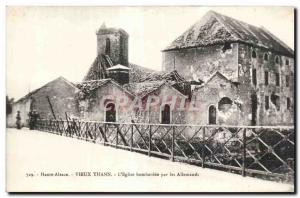 Old Postcard Thann church bombed by the Germans