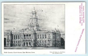 DES MOINES, Iowa IA ~ Early View POLK COUNTY COURT HOUSE 1906   Postcard