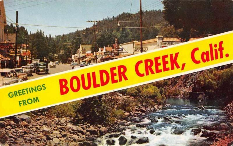 Boulder Creek California Greetings From scenic views vintage pc Z39820