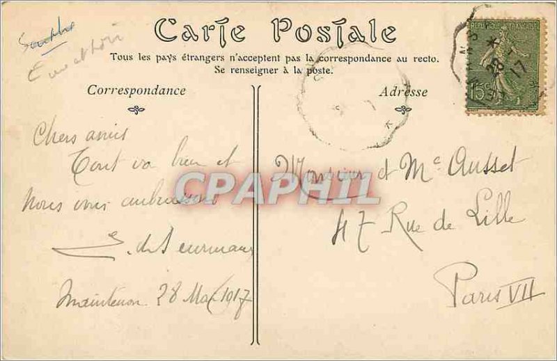 Postcard Old Park ch�teau Maintenon an allee