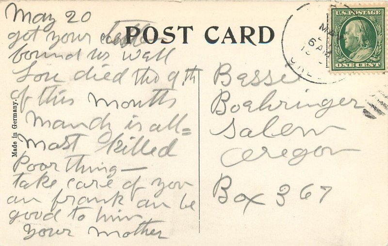 c1907 Postcard; Lebanon OR Main Street (First), Linn County, Posted