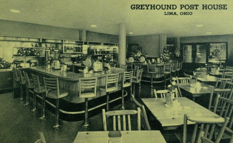 C.1900-10 Greyhound Post House Lima, OH Dining Hall Vintage Postcard F77