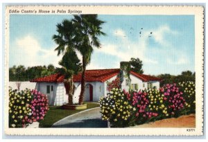 1955 Eddie's Cantor's Home Exterior In Palm Springs California Flowers Postcard