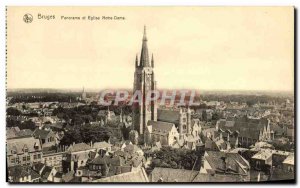 Old Postcard Bruges Panorama And Notre Dame Church