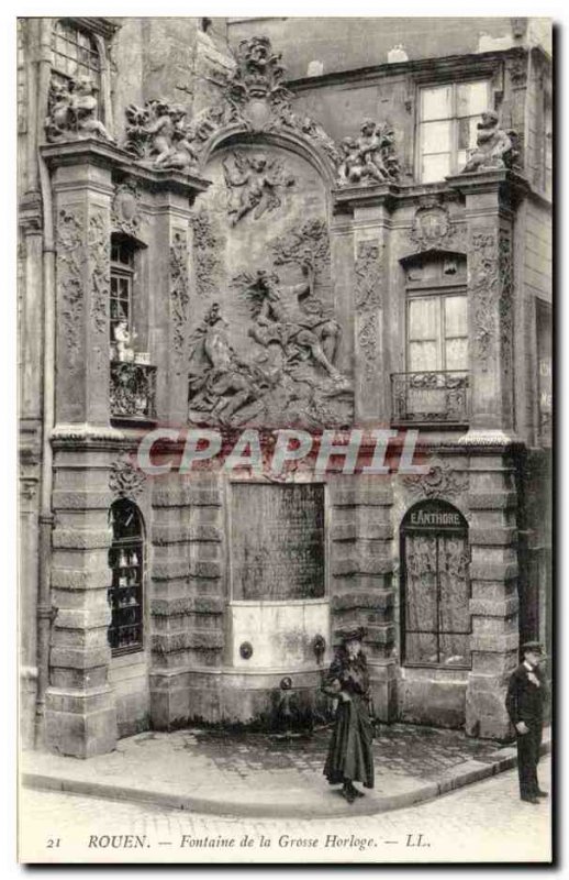 Rouen Postcard Old Fountain of the big clock