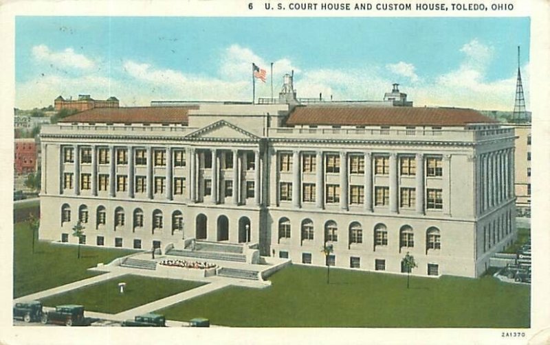 Toldeo Ohio US Court House & Custom House 1933 WB Postcard Used