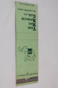 Young Men's Republican Club Inc Williamsport 20 Strike Matchbook Cover