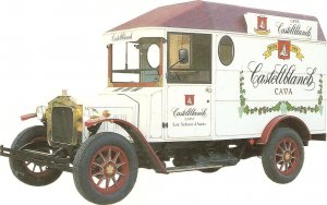 Bus with publicity of Cava Castellbranch Modern Spanish invitation card