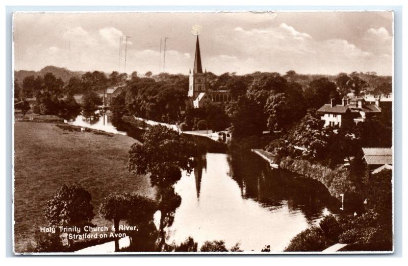 Postcard Holy Trinity Church & River, Stratford on Avon, UK posted 1938 B31