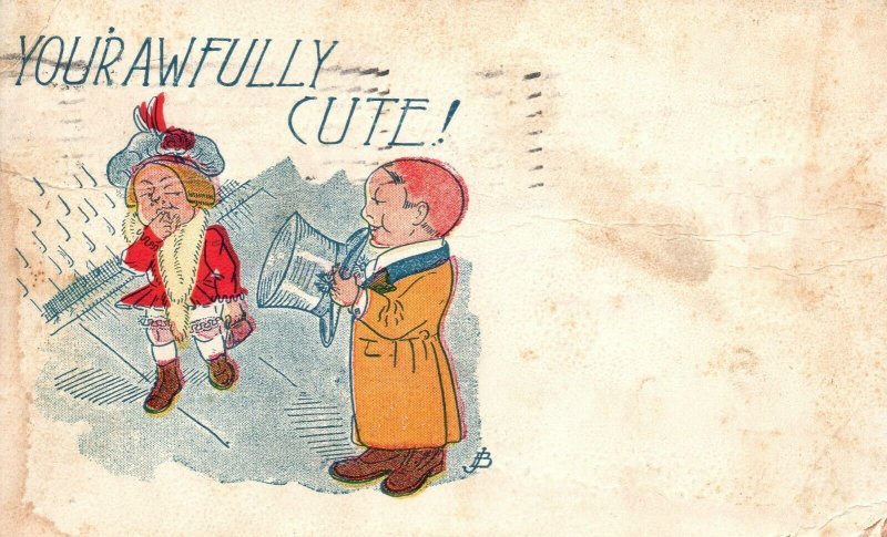 Vintage Postcard 1908 Your Awfully Cute! Man & Woman Love