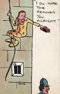 Prisoner Escaping From Cell Policeman Comic Antique Postcard