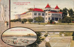 Long Beach Sanitarium, Long Beach, California, Early Postcard, Used in 1917