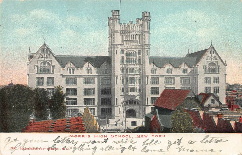 Morris High School, Bronx, New York, Early Postcard, Used in 1907