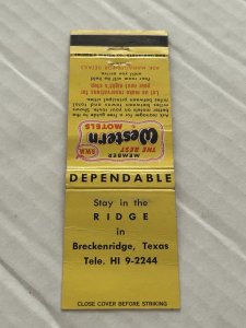 Matchbook Cover Best Western Motel Breckenridge Texas MB57