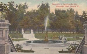 Illinois Peoria Fountain In Sunken Garden Glen Oak Park 1911