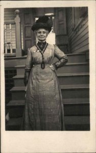 Well-Dressed Older Woman 270 Delavan St. New Brunswick NJ RPPC Home