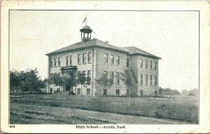 Postcard SK Arcola High School Dirt Road RARE 1941 M65