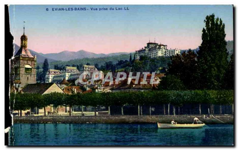 Evian les Bains - Lake View of the decision - Old Postcard