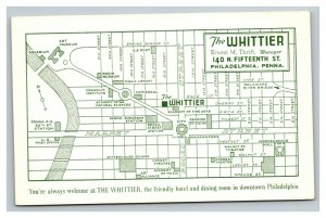 Vintage 1940's Postcard The Whittier Hotel Dining Room Philadelphia Pennsylvania