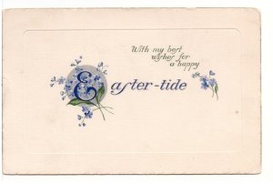 Best Wishes For A Happy Easter-Tide, Purple Flowers, Vintage Embossed Postcard