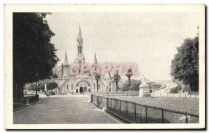 Old Postcard Lourdes Basilica View From & # 39Esplanade