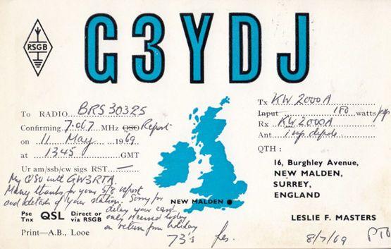 New Malden Surrey QSL Amateur Radio 1960s Postcard