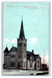 1910 Methodist Church, Watertown SD St Paul Wat & Aber RPO Postcard 