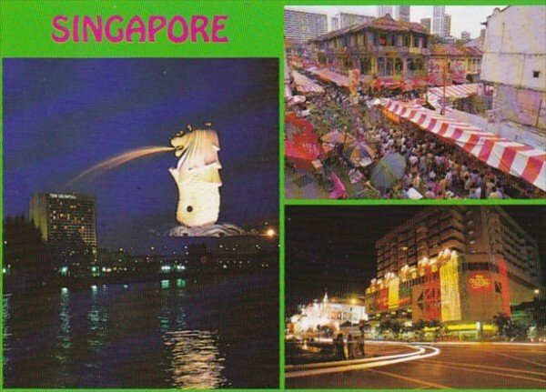 Singapore The Merlion Orchard Road Night Scene & Chinatown Day Scene