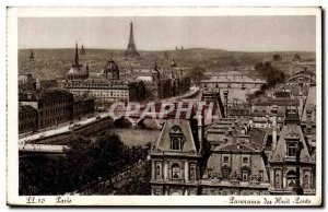 Paris Old Postcard Panorama of Eight bridges