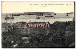 Old Postcard Brest Rade View Taking the Course Charter