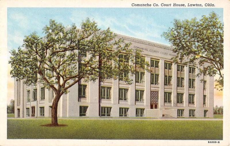 Lawton Oklahoma Comanche Court House Exterior Antique Postcard K20613