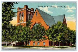 c1910 Trinity M.E. Church Exterior Building Wichita Kansas KS Vintage Postcard