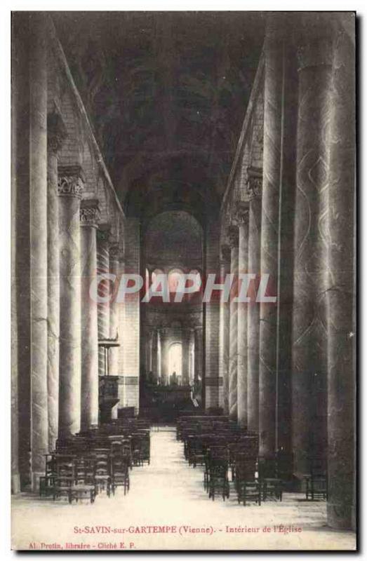 Saint Savin on Gertempe Old Postcard Interior of & # 39eglise